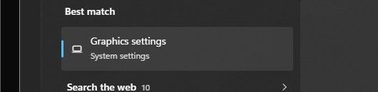 Windows Graphics Settings, System Settings
